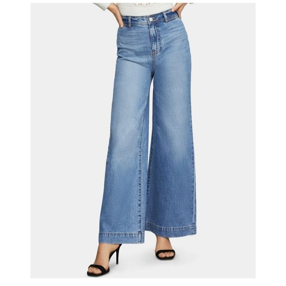 BCBGMaxAzria High Waist Faded Wide-Leg Jeans - Picture 1 of 6
